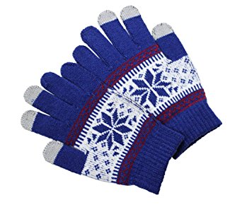 Holly Knitted Jacquard Touchscreen Gloves for Smartphones & Tablets, Small, Medium and Large