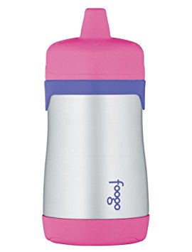 THERMOS FOOGO Vacuum Insulated Stainless Steel 10-Ounce Hard Spout Sippy Cup, Pink/Purple