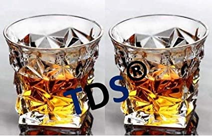 TDS® Diamond Design Crystal Cut Whiskey Glass Set (300 ml) (2)