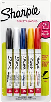 Sharpie 37371PP Oil-Based Paint Markers, Fine Point, Assorted Colors, 1 Blister Pack with 5 Markers, Total of 5 Markers