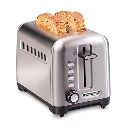 Hamilton Beach 22990 Professional 2 Slice Toaster, with with Bagel, Defrost & Reheat Settings, Stainless Steel