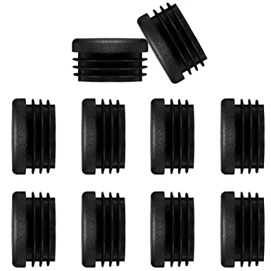 10 Pieces 1-1/8 Inch Round Black Plastic Plug, Pipe Tubing End Cap, Durable Chair Glide, Steel Furniture Pipe Tube Cover Insert