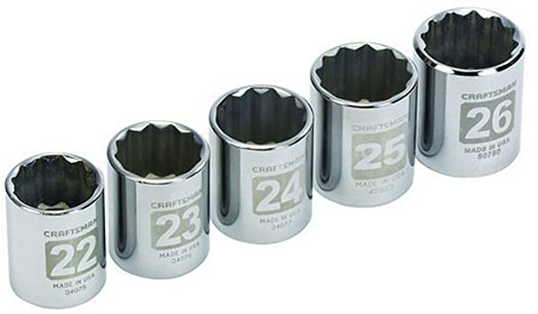 Craftsman 5 pc. Metric 12 pt. 1/2 in. dr. Large Socket Easy-to-Read Socket Accessory Set 9-34574