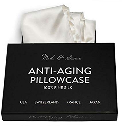 Anti-Aging 100% Mulberry Silk Pillowcase by Meili & Grace-The Best Silk Pillowcase for Your Face and Hair - Prevents Crow's Feet + Forehead Wrinkles + Fine Lines. Eliminates Hair Frizz and Tangling.