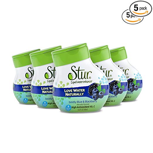 Stur - Blue and Blackberry, Natural Water Enhancer, (5 Bottles, Makes 100 Flavored Waters) - Sugar Free, Zero Calories, Kosher, Liquid Drink Mix Sweetened with Stevia