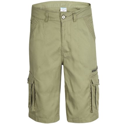 Greatrees Men's Cotton Regular Fit Multipocket Belted Pleat Front Cargo Shorts