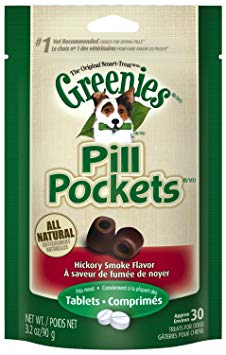 Greenies hickory smoke flavor pill pocket treats for dogs, 30 count per pack, 2 pack (60 count total)