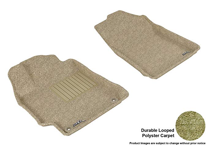 3D MAXpider Front Row Custom Fit All-Weather Floor Mat for Select Toyota Camry/ Camry Hybrid Models - Classic Carpet (Tan)