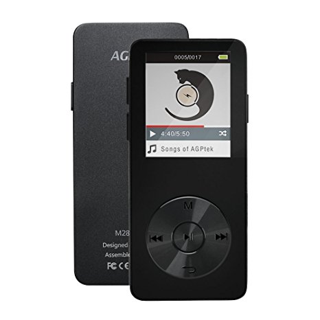 Metal MP3 Player |AGPtek M28 16 GB Music Player, with FM Radio,E-books, Armlet added for Sports, Support up to 32 GB, Black