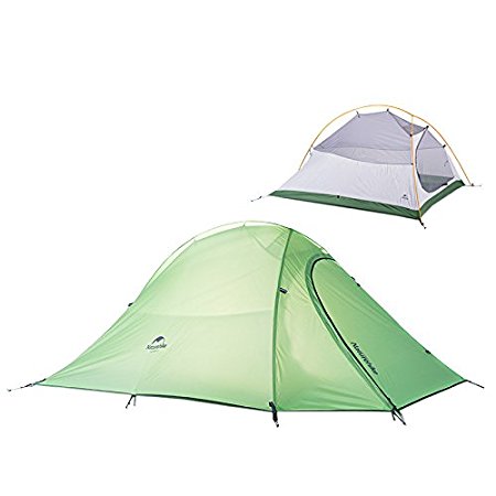 Naturehike 2 Person Outdoor Tent Double-layer Tent Waterproof Camping Tent Lightweight Tent(Green(210T Checked Fabric)