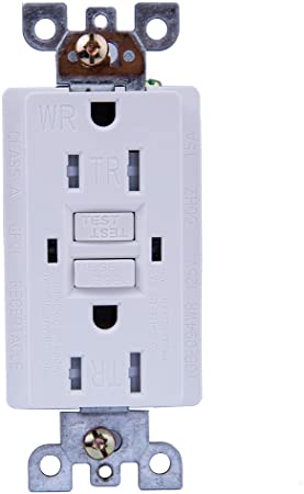 YDL GFCI Outlet 15-Amp (Tamper & Weather Resistant) 125-Volt TR WR Duplex GFCI Receptacle Outlet,LED Indicator,Residential Grade, Self-Grounding, UL Listed, White