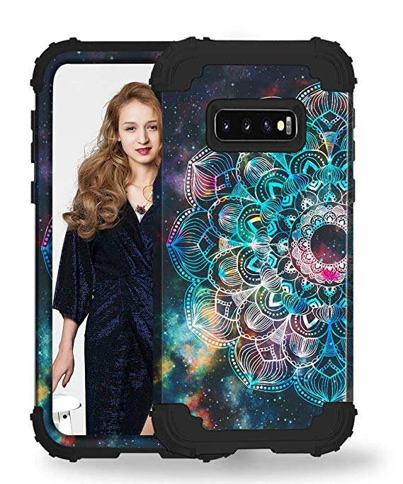 Hocase Galaxy S10e SM-G970 Case, Heavy Duty Shockproof Protection Hard Plastic Soft Silicone Rubber Bumper Protective Case for Samsung Galaxy S10e (2019) with 5.8-inch Display - Mandala in Galaxy