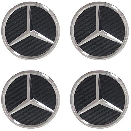 4Pack Mercedes Benz Wheel Center Hub Caps Emblem,75mm Rim Black Carbon hubcaps Fit Benz C ML CLS S GL SL E CLK CL GL Center Cap Badge (Black Carbon)