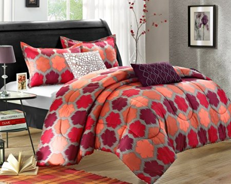 Chic Home Tripoli 5-Piece Luxury Reversible Comforter Set with Shams and Decorative Pillows, King Size, Printed