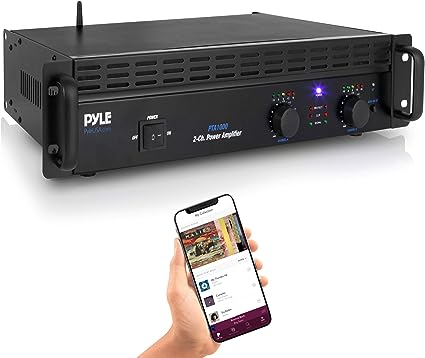 Pyle Professional Audio Bluetooth Power Amplifier - 2-Channel Rack Mount Bridgeable, LED Indicators, Shockproof Binding Posts, Cooling Fans 1000 Watt  - Pyle Pro PTA1000.5