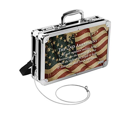 Vaultz Locking Hard-Sided Handgun Case, 14.5 x 3.5 x 10 Inches, 2nd Amendment Flag (VZ00552)