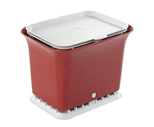 Full Circle Fresh Air Odor-Free Kitchen Compost Bin, Ruby Red