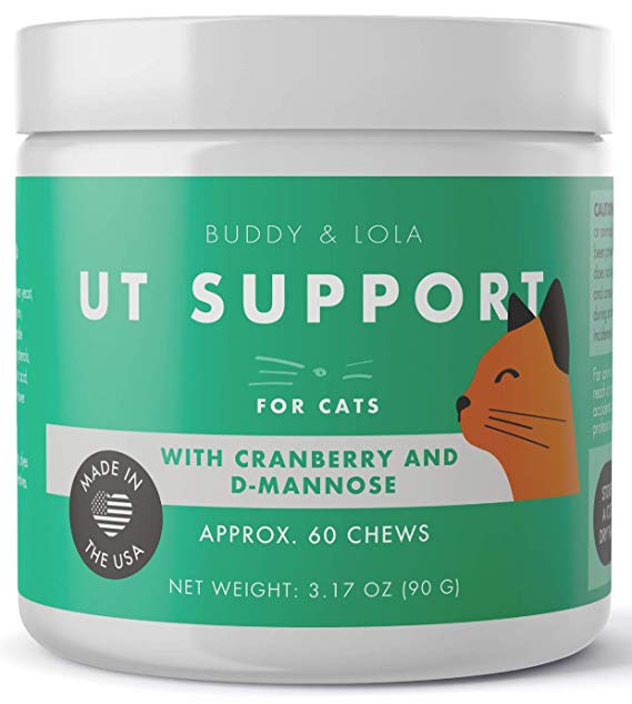 Buddy & Lola Cranberry UT Support for Cats with Kidney & Bladder Support Boosts Cat Immune and Digestive Health with Cranberry & D-Mannose. 60 Chews, 3.17oz.