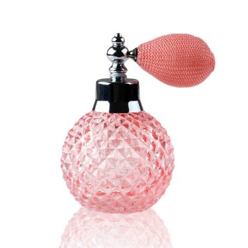 VERY100 Short Spray Atomizer Refillable Vintage Crystal Perfume Bottle Gift Pink100ml