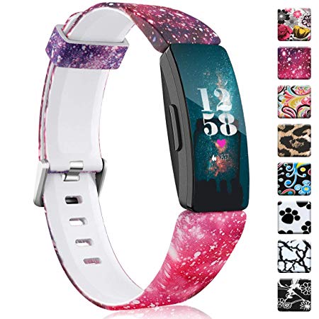 Maledan Patterned Bands Compatible with Fitbit Inspire HR/Inspire/Ace 2, Fadeless Pattern Printed Strap Accessories Replacement Band for Inspire HR Fitness Tracker and Ace 2, Women Men Large Small