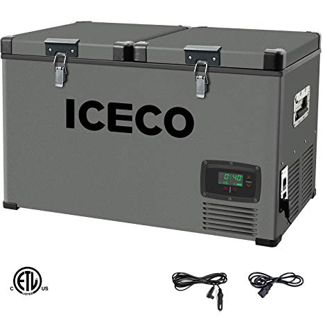 ICECO VL60 Portable Refrigerator Fridge Freezer Car Refrigerator with SECOP Compressor, 63 Quarts/60 Liters Platinum Compact Refrigerator, DC 12/24V, AC 110-240V, 0℉ to 50℉, Home & Car Use, for RV, Truck, Boat, Van