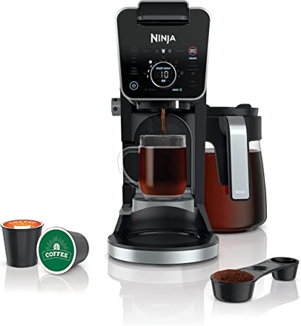 Ninja CFP301 DualBrew Pro Specialty 12-Cup Drip Maker with Glass Carafe, Single-Serve for Coffee Pods or Grounds, with 4 Brew Styles, Frother & Separate Hot Water System, Black