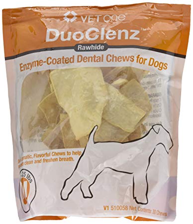 Vet One DuoClenz EnzymeCoated Dog Oral Care Dental Chews for Medium Size Dogs - Clean Teeth & Freshen Breath - 30 Count