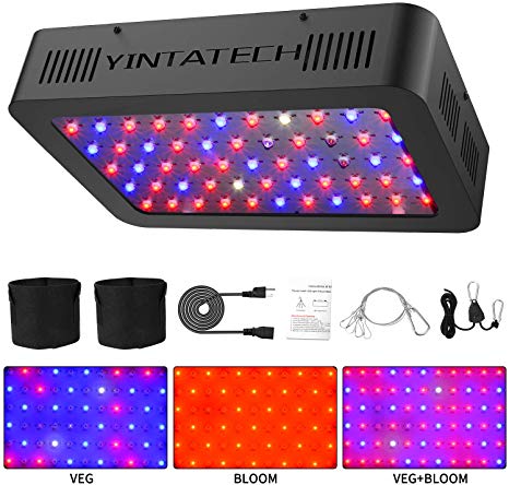 600W LED Grow Light, Growing Lamp Full Spectrum for Indoor Hydroponic Greenhouse Plants Veg and Flower with Double Switch & Dual Chip, Daisy Chain, UV & IR, Adjustable Rope Hanger (66pcs 10W LEDs)