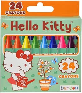 Bendon Hello Kitty 24-Count Crayons, Standard Box Coloring & Art Supply, Multicolor