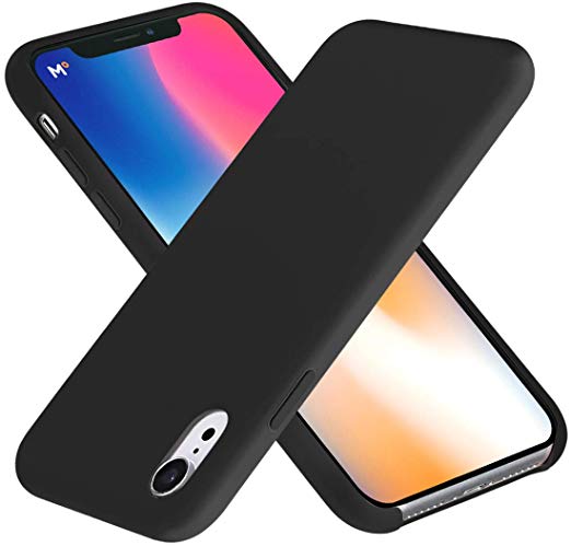 TSW iPhone Xr Case, iPhone Xr Cases Liquid Silicone Gel Rubber with Soft Microfiber Cloth Lining Cushion Case for Apple iPhone XR 2018 - Black