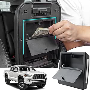 JDMCAR One-Touch Hidden Storage Box Compatible with 2016-2023 Toyota Tacoma Accessories Center Console Organizer Armrest Secret Compartment