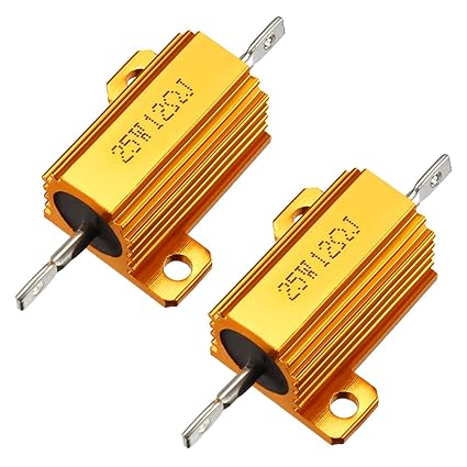 uxcell 25W 12 Ohm 5% Aluminum Housing Resistor Screw Tap Chassis Mounted Aluminum Case Wirewound Resistor Load Resistors Gold Tone 2 pcs 25W12RJ