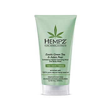 Hempz Exfoliating Herbal Cleansing Mud and Body Mask, Light Green, Exotic Green Tea/Asian Pear, 6.76 Fluid Ounce