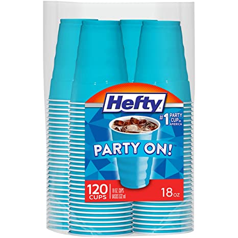 Hefty Blue Plastic Disposable Party Cups, 18 Ounce, 120 Count