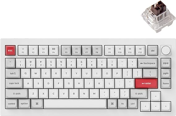 Keychron Q1 Pro Wireless Custom Mechanical Keyboard, QMK/VIA Programmable Full Aluminum 75% Layout Bluetooth/Wired RGB with Hot-swappable Keychron K Pro Brown Switch Compatible with Mac Windows Linux