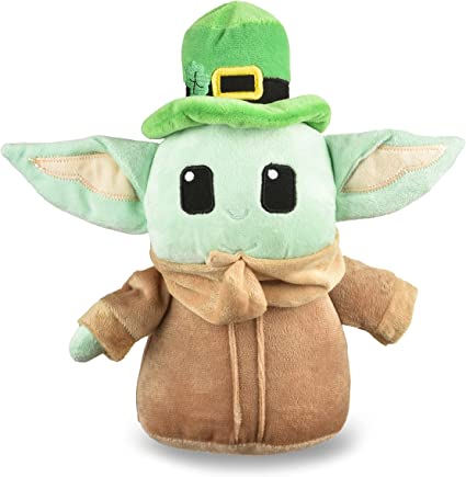 STAR WARS St Patty's 9" Grogu Leprechaun Squeaker Pet Toy | St. Patrick’s Day Toy Themed Grogu Baby Yoda The Child | Large Dog Squeaker Toy for Dogs, Baby Yoda Dog Chew Toy