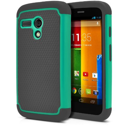 Moto G Case MagicMobile Hybrid Rugged Durable Impact Resistant Shockproof Double Layer Cover DUAL ARMOR SERIES Protective Hard Shield Shell and Soft Flexible Silicone Skin  Color Gray - Turquoise  Compatible Only with Motorola Moto G 1st Gen ONLY