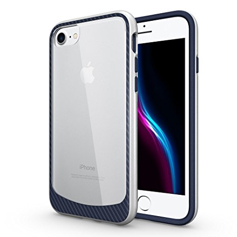 iPhone 7 Case Clear, (Silver Navy) Shock Drop Protection [Clear Series] Rugged Cover for iPhone 7
