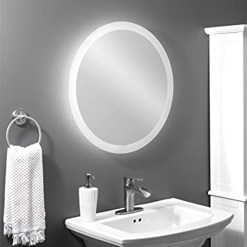 Homewerks 100175 LED Bathroom Mirror Frameless Wall Mounted Anti-Fog Bright 1000 Lumen 5000 Kelvin, 22" Round