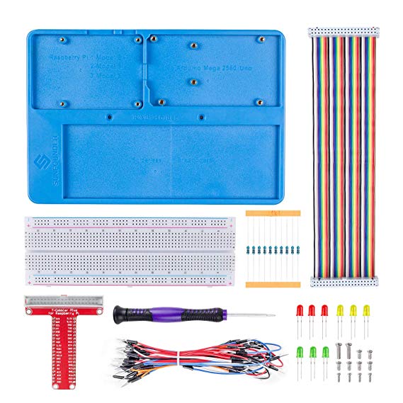 SunFounder Raspberry Pi RAB Holder Breadboard Kit with 830 Points solderless Circuit Board Raspberry Pi Holder for Arduino Uno R3, Mega 2560 & Raspberry Pi 3B , 3 Model B, 2 Model B and 1 Model B