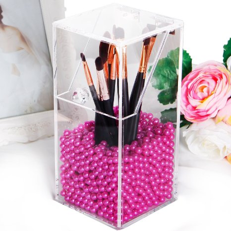 Langforth Clear Acrylic Makeup Organizer with Glossy Rosy Pearl - Small