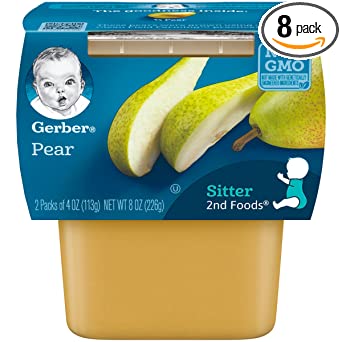 Gerber 2nd Foods Pears, 4 Ounce Tubs, 2 Count (Pack of 8)