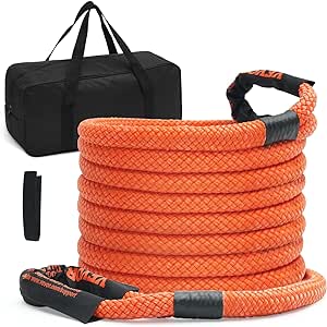 VEVOR 1" x 30' Kinetic Recovery Tow Rope 38,000 lbs, Heavy-Duty Off Road Snatch Strap, Extreme Duty 30% Elasticity Energy Snatch Strap for Jeep Car Truck ATV UTV SUV Tractor