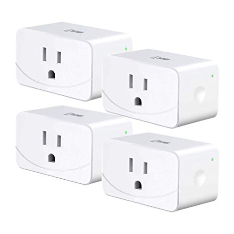 Enther Wi-Fi Smart Plug, Mini Wireless Outlet 4 Pack, Works with Amazon Alexa & Google Assistant, Remote Control Your Devices from Anywhere, No Hub Required, ETL and FCC Listed, White, 15A/1800W