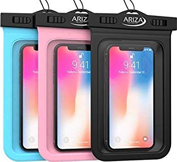 3 Pack Universal Waterproof Pouch Case with Lanyard Strap for iPhone X, 8/7/7 Plus/6S/6/6S Plus, Samsung Galaxy S9/S9 Plus/S8/S8 Plus/Note 8 6 5 4, Google Pixel 2 HTC