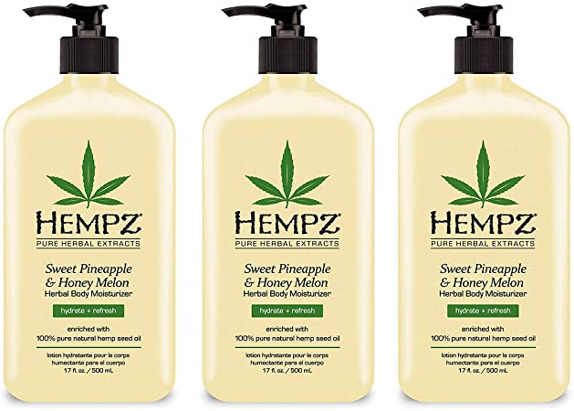 Natural Herbal Body Moisturizer: Sweet Pineapple & Honey Melon Skin Lotion, 17 oz - 3 Pack