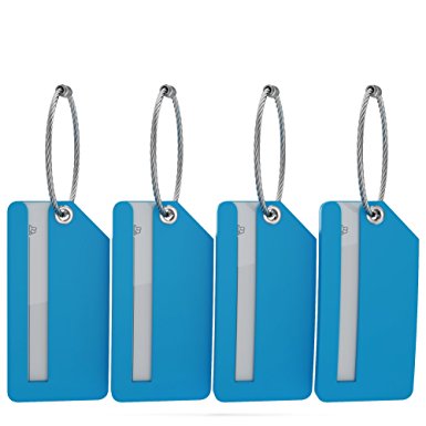 Small Luggage Tags with Privacy Cover & Metal Loop - (4pk)