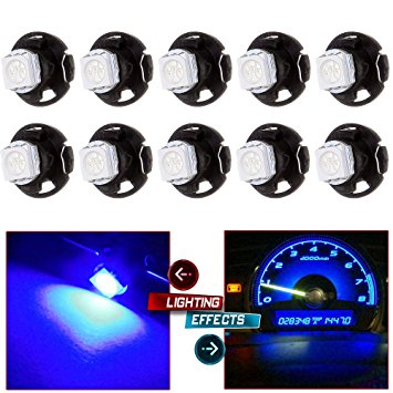 CCIYU 10 Pack Super Blue 5050 SMD T5 Neo Wedge LED Light Climate Heater Control Lamp Bulbs 12-14V DC For 1999-2001 Saab 9-3
