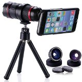 DAOTS DT-00092 Camera Lens Kit for Apple iPhone 6s iPhone 6s plus iPhone 6 iPhone 6 Plus with 4X-12X Zoom Telephoto Lens Fish Eye Lens 10X Macro and 065X Wide Angle Lens - Black