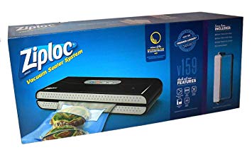 Ziploc V159 Vacuum Seal Food Saving Machine with 3-Quart Bags, 2-Gallon Bags and a 0.5L Canister, Black